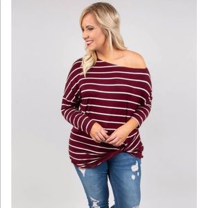 ChicSoul Stripe Babe twist-front shirt 3X NWOT